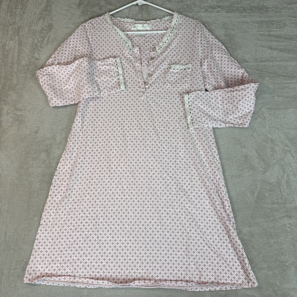 Eileen West Floral Nightgown 100% Pima Cotton Pink Cottagecore Prairie S